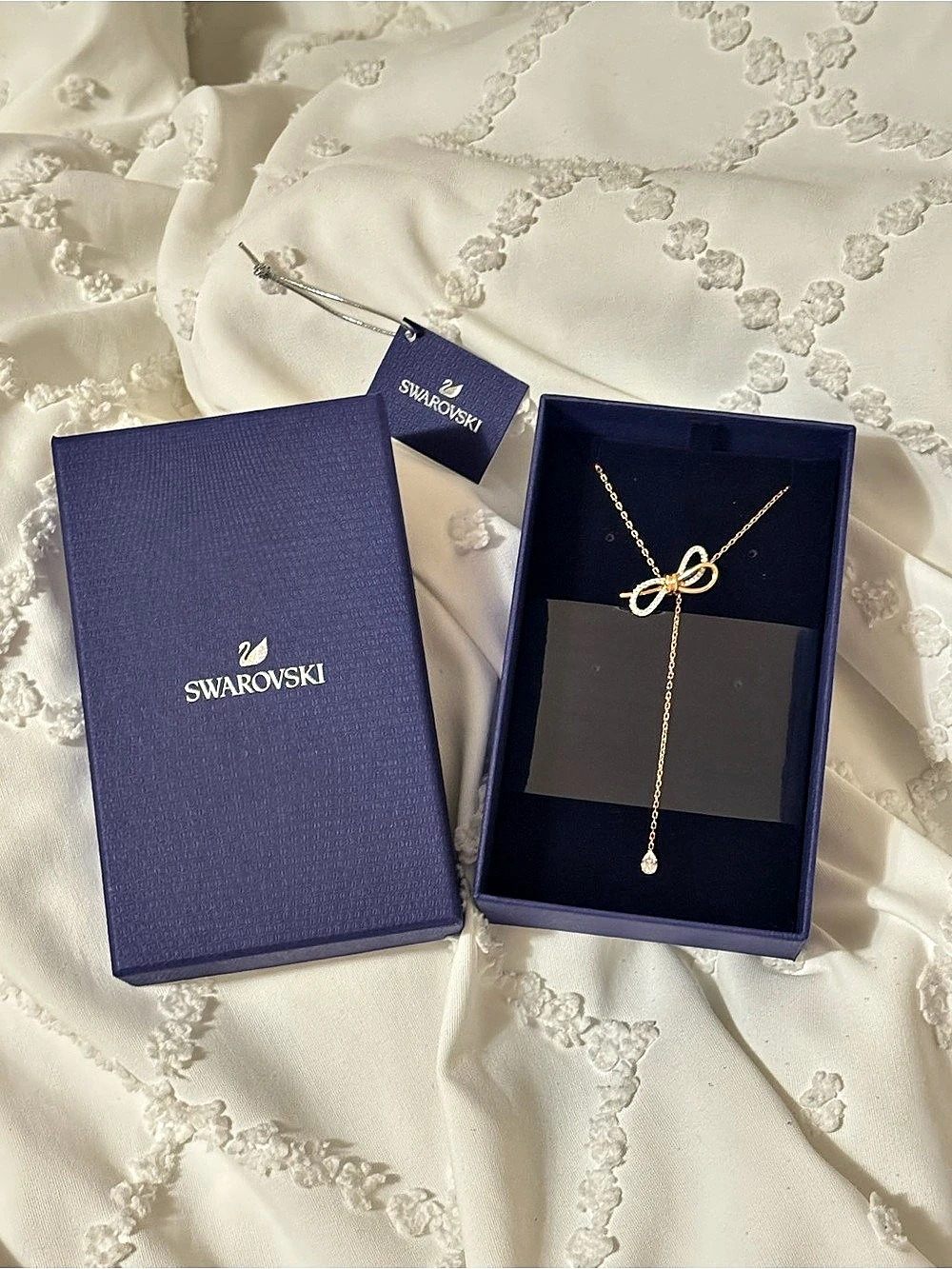 Swarovski Lifelong Bow Y Necklace Rose Gold